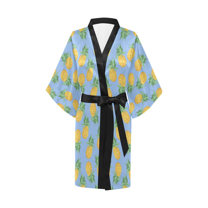 Pineapple Pattern Print Design A04 Women's Short Kimono