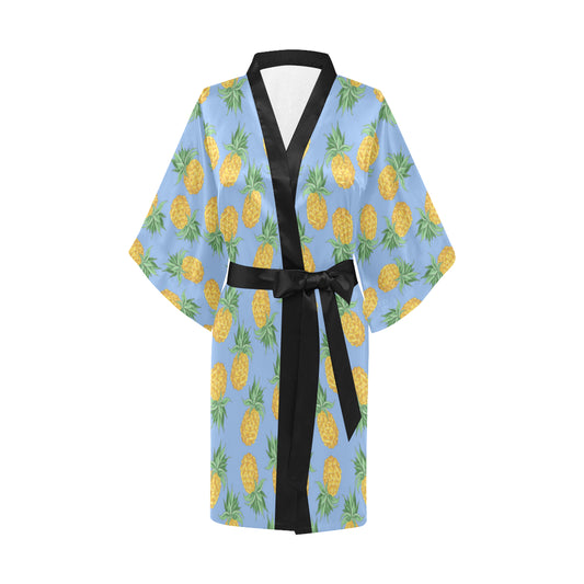 Pineapple Pattern Print Design A04 Women's Short Kimono