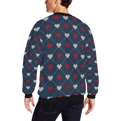 Heart Knit Pattern Print Design HE05 Men Long Sleeve Sweatshirt