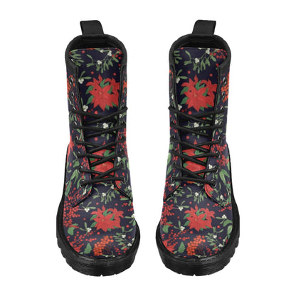 Poinsettia Pattern Print Design POT02 Women's Boots