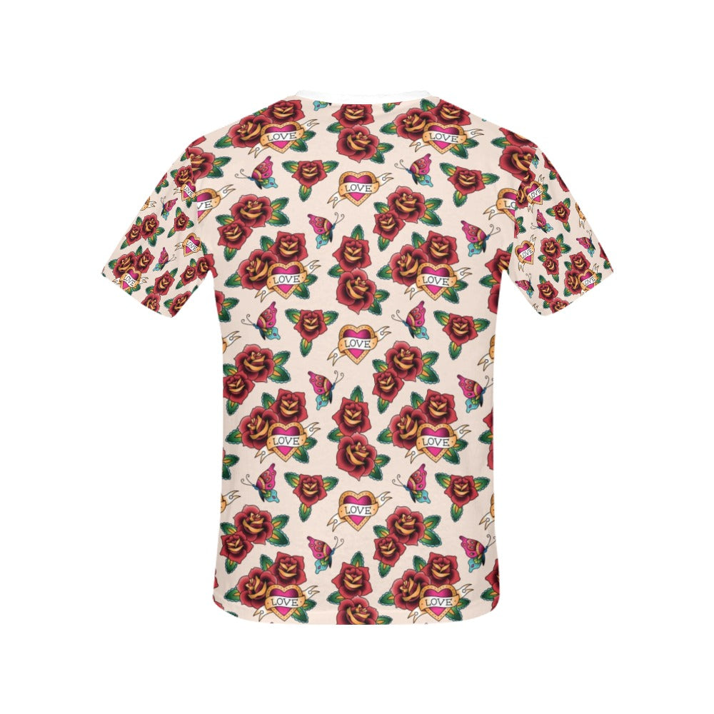 Tattoo Rose Print Design LKS302 Women's  T-shirt