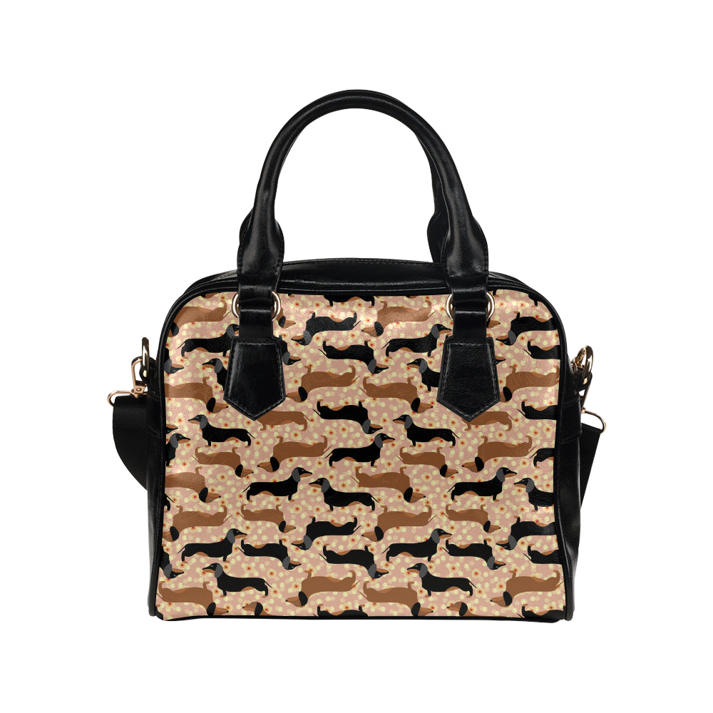 Dachshund Pattern Print Design 011 Shoulder Handbag