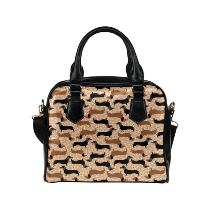 Dachshund Pattern Print Design 011 Shoulder Handbag