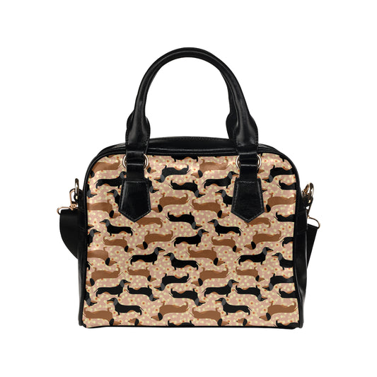 Dachshund Pattern Print Design 011 Shoulder Handbag