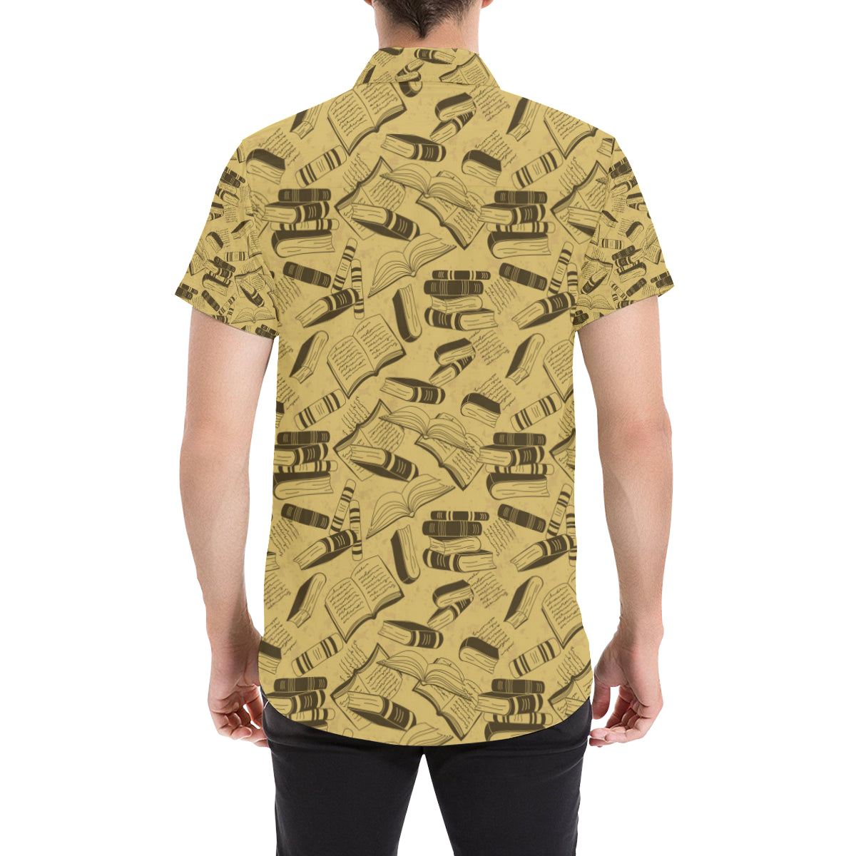 Book Pattern Print Design 02 Men's Short Sleeve Button Up Shirt