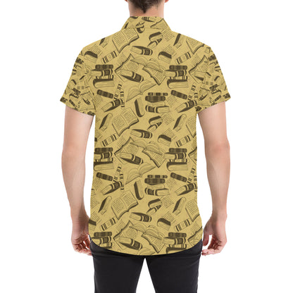 Book Pattern Print Design 02 Men's Short Sleeve Button Up Shirt