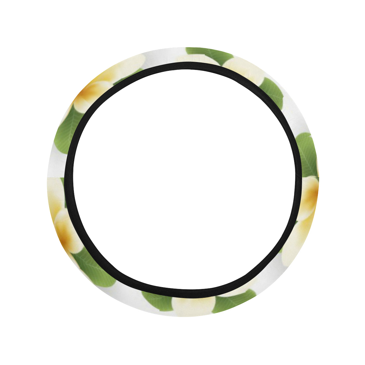 Yellow Plumeria Pattern Print Design PM012 Steering Wheel Cover with Elastic Edge
