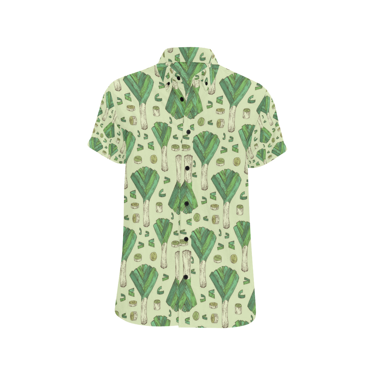 Leek Pattern Print Design 04 Men's Short Sleeve Button Up Shirt