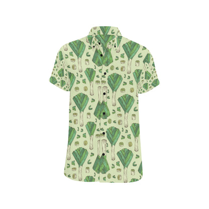 Leek Pattern Print Design 04 Men's Short Sleeve Button Up Shirt