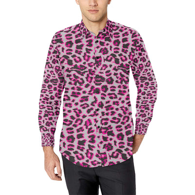 Leopard Pattern Print Design 02 Men's Long Sleeve Shirt