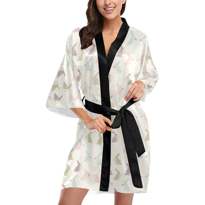 Bunny Pattern Print Design 05 Women's Short Kimono