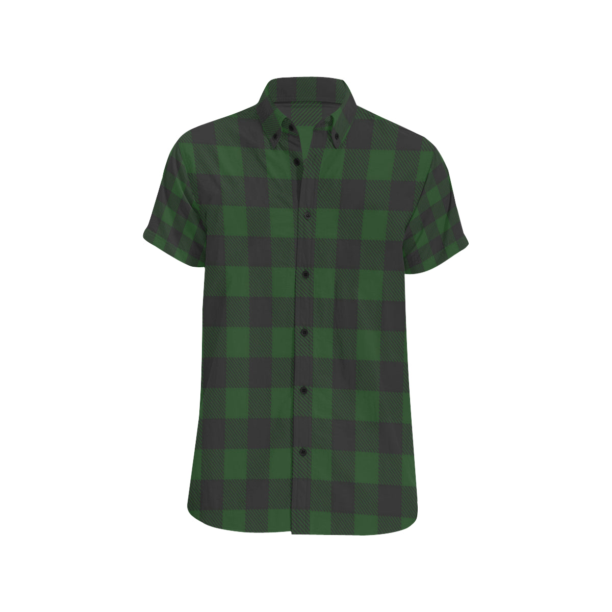 Buffalo check Green Pattern Print Design 02 Men's Short Sleeve Button Up Shirt