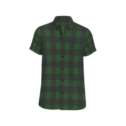 Buffalo check Green Pattern Print Design 02 Men's Short Sleeve Button Up Shirt