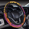 African Pattern Print Design 02 Steering Wheel Cover with Elastic Edge