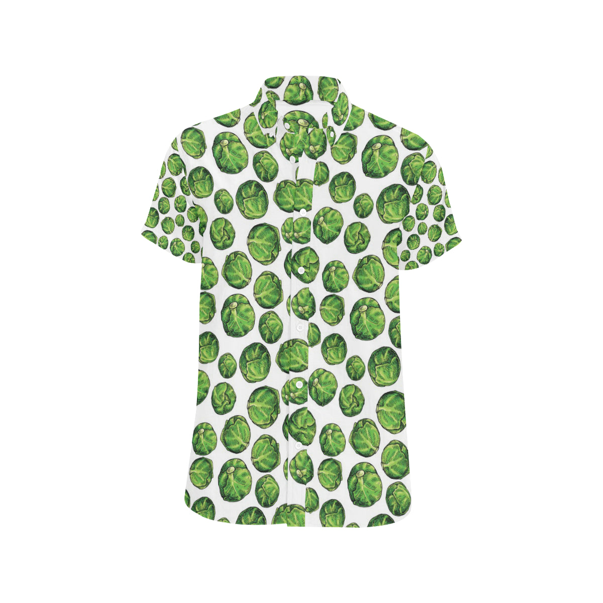 Brussels Sprouts Pattern Print Design 02 Men's Short Sleeve Button Up Shirt
