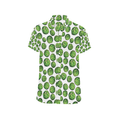 Brussels Sprouts Pattern Print Design 02 Men's Short Sleeve Button Up Shirt