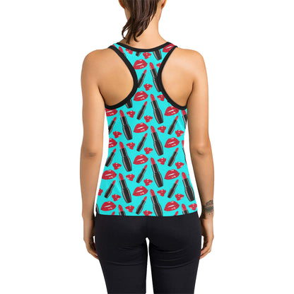 Lipstick Pattern Print Design LT02 Women's Racerback Tank Top