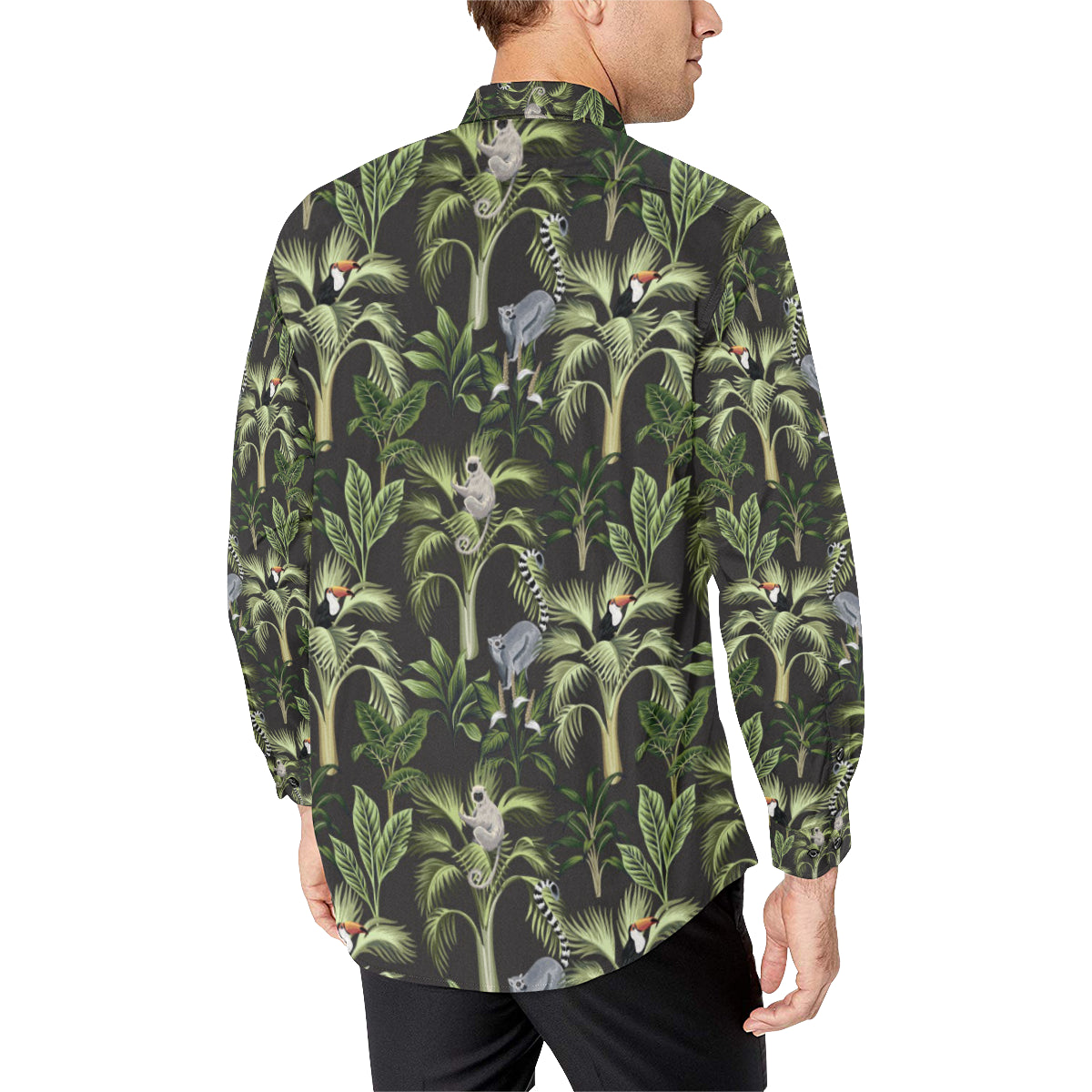 Rainforest Pattern Print Design RF05 Men's Long Sleeve Shirt