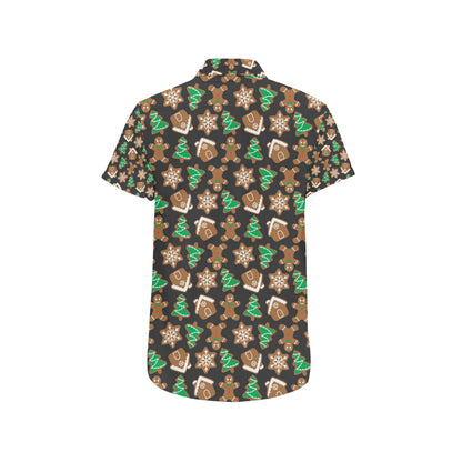 Gingerbread Pattern Print Design 02 Men's Short Sleeve Button Up Shirt