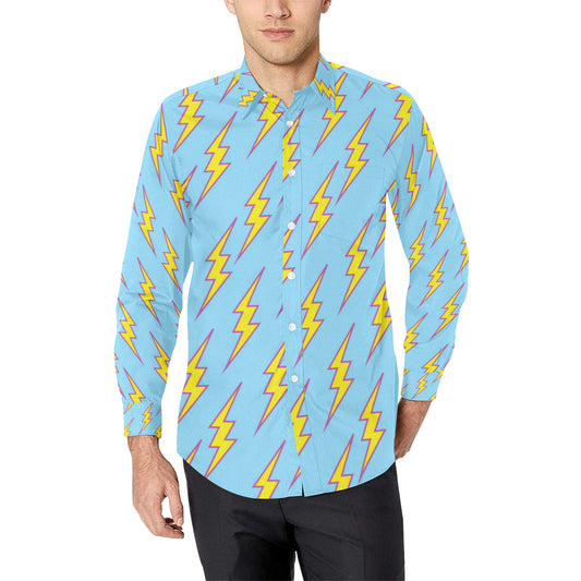 Lightning Thunder Pattern Print Design 02 Men's Long Sleeve Shirt
