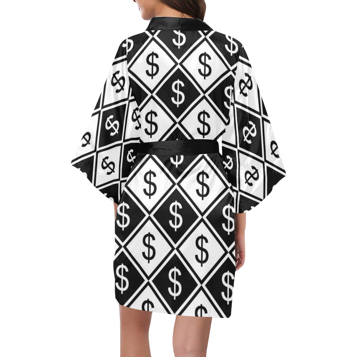 Money Pattern Print Design 04 Women's Short Kimono