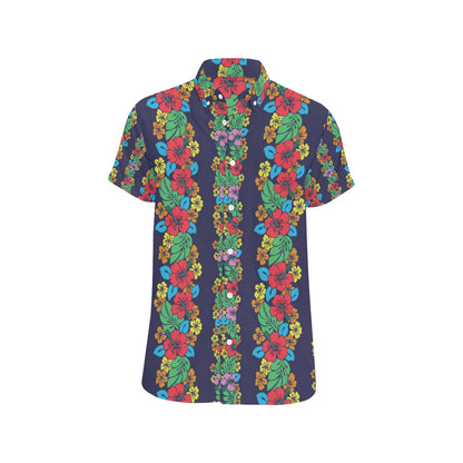 Hawaiian Themed Pattern Print Design H03 Men's Short Sleeve Button Up Shirt