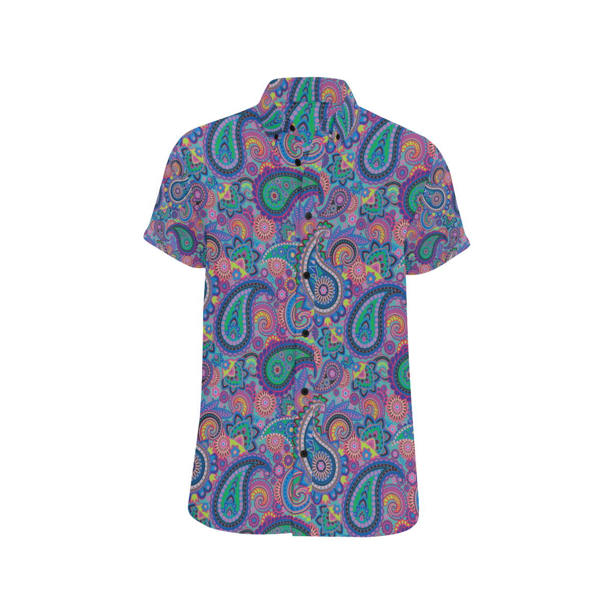 Paisley Colorful Pattern Print Design A02 Men's Short Sleeve Button Up Shirt
