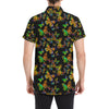 Butterfly Neon Color Print Pattern Men's Short Sleeve Button Up Shirt