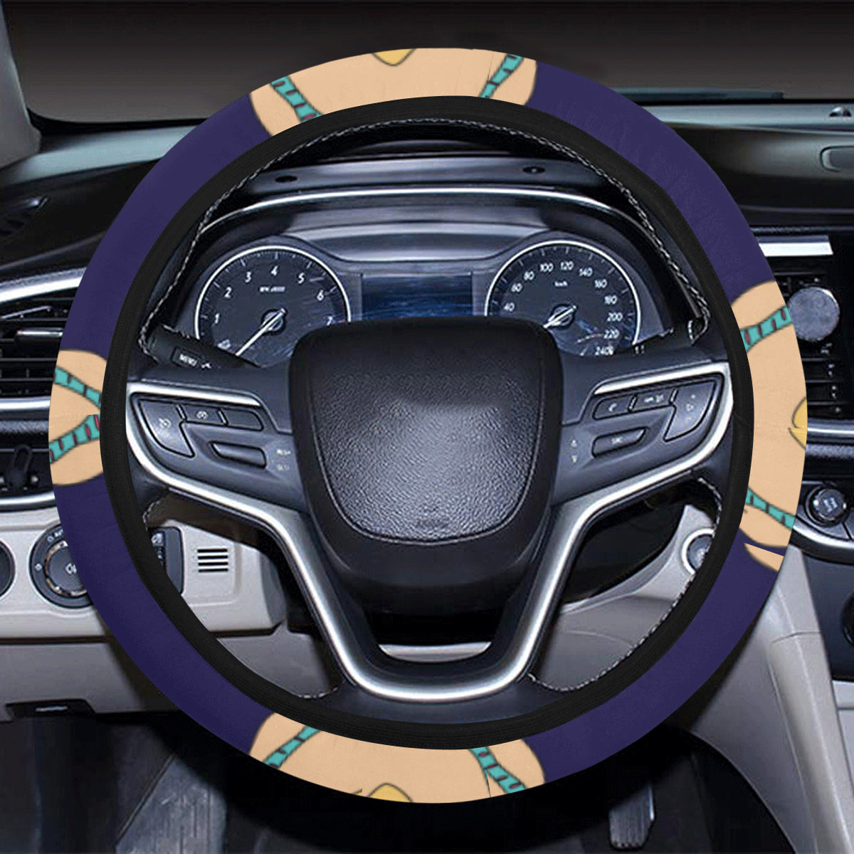 Owl Pattern Print Design A06 Steering Wheel Cover with Elastic Edge