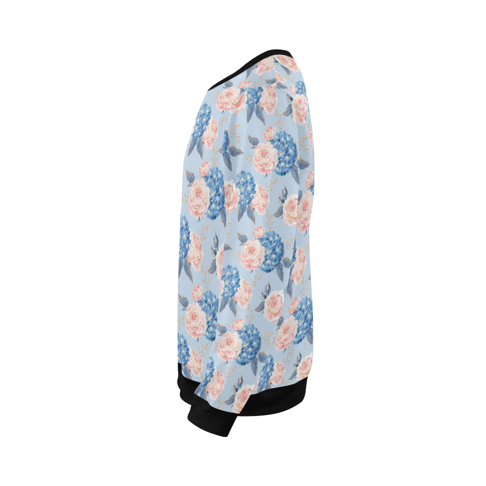 Hydrangea Pattern Print Design HD06 Men Long Sleeve Sweatshirt