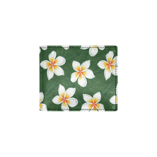 White Plumeria Pattern Print Design PM020 Men's ID Card Wallet