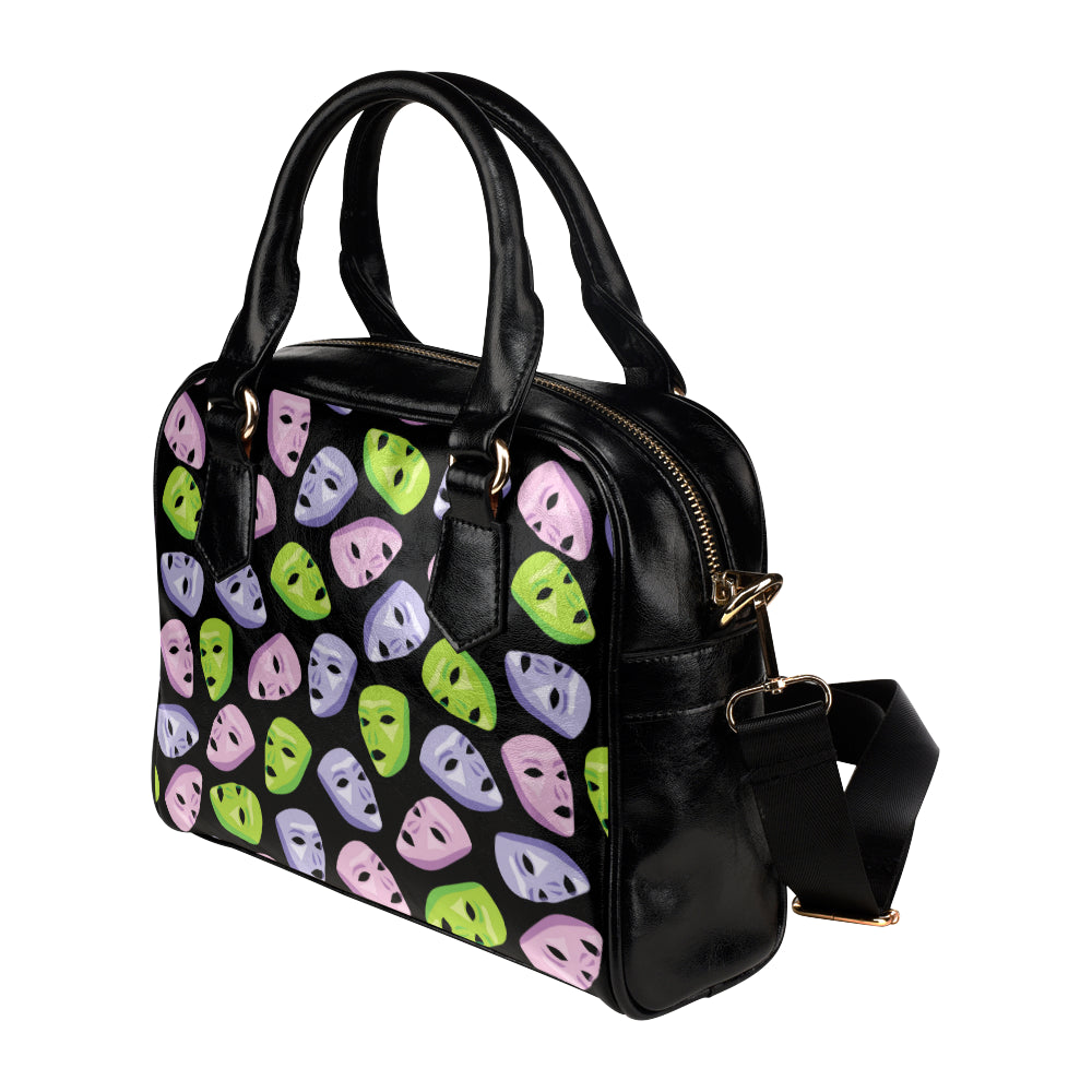 Acting Mask Pattern Print Design 04 Shoulder Handbag