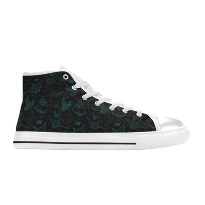 Manta Ray Print Design LKS402 High Top Women's White Shoes