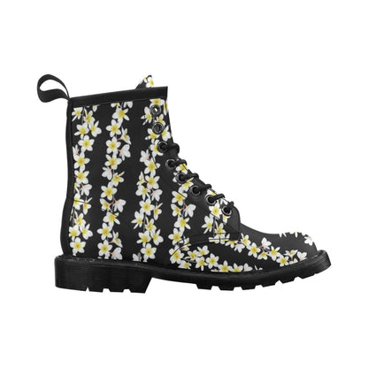 White Plumeria Pattern Print Design PM08 Women's Boots
