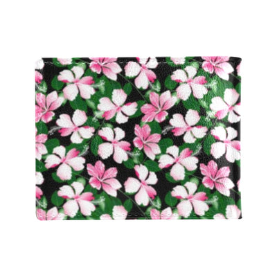 Hibiscus Pink Flower Hawaiian Print Men's ID Card Wallet