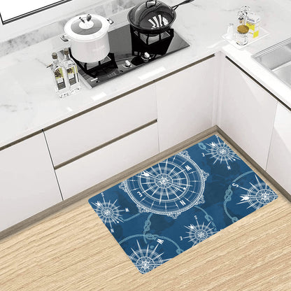 Nautical Compass Print Kitchen Mat