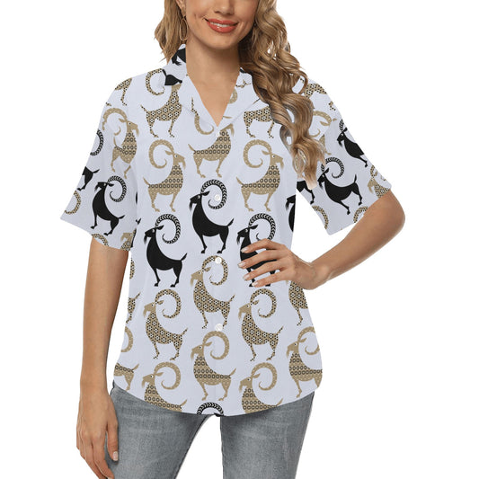 Goat Pattern Print Design 03 Women's Hawaiian Shirt