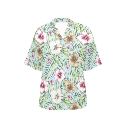Tropical Flower Pattern Print Design TF05 Women's Hawaiian Shirt