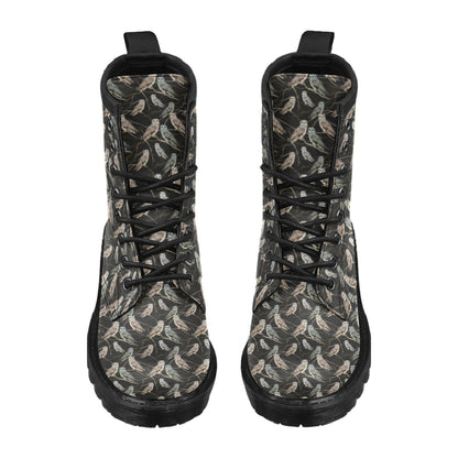 Owl Branch Themed Design Print Women's Boots