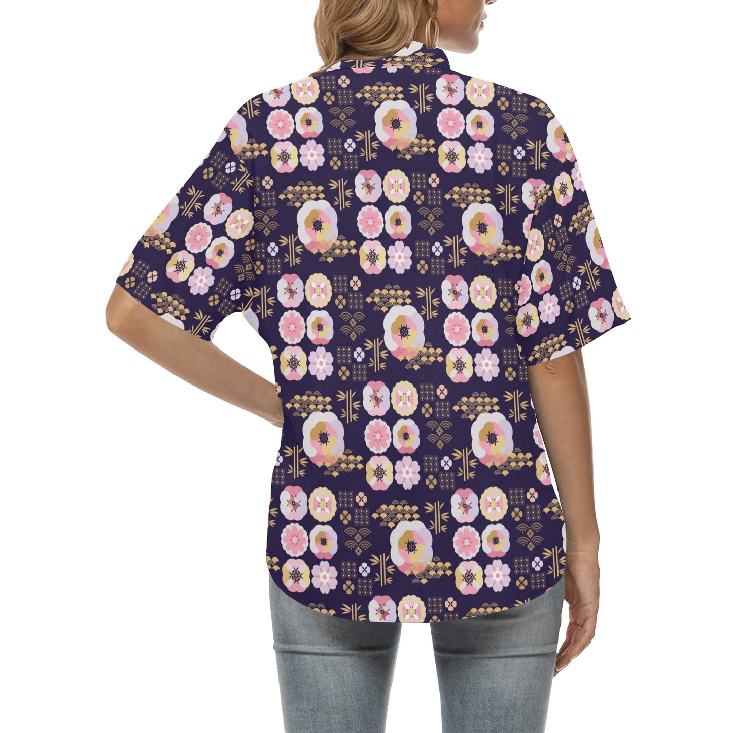 Sakura Japan Style Print Design LKS302 Women's Hawaiian Shirt