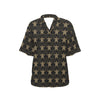 Gold Tribal Turtle Polynesian Design Women's Hawaiian Shirt