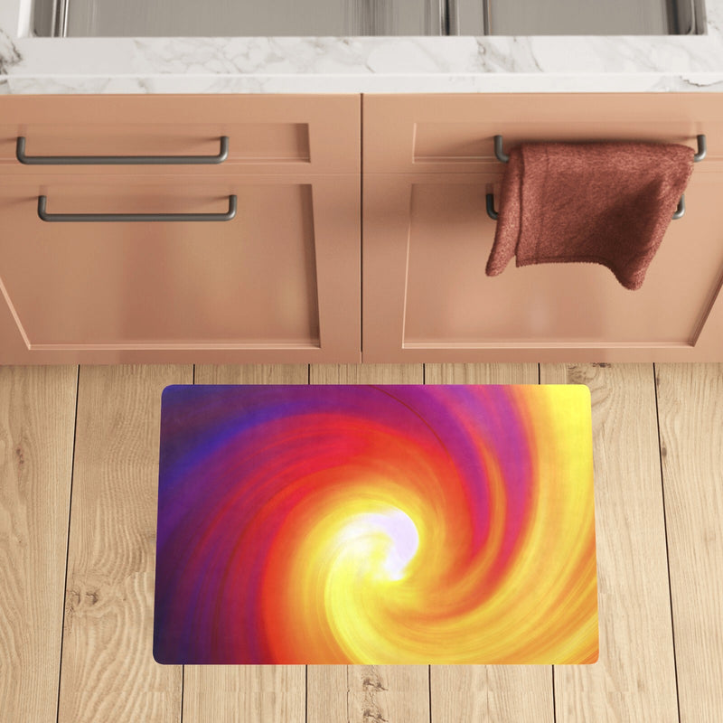 Vortex Twist Swirl Flame Themed Kitchen Mat