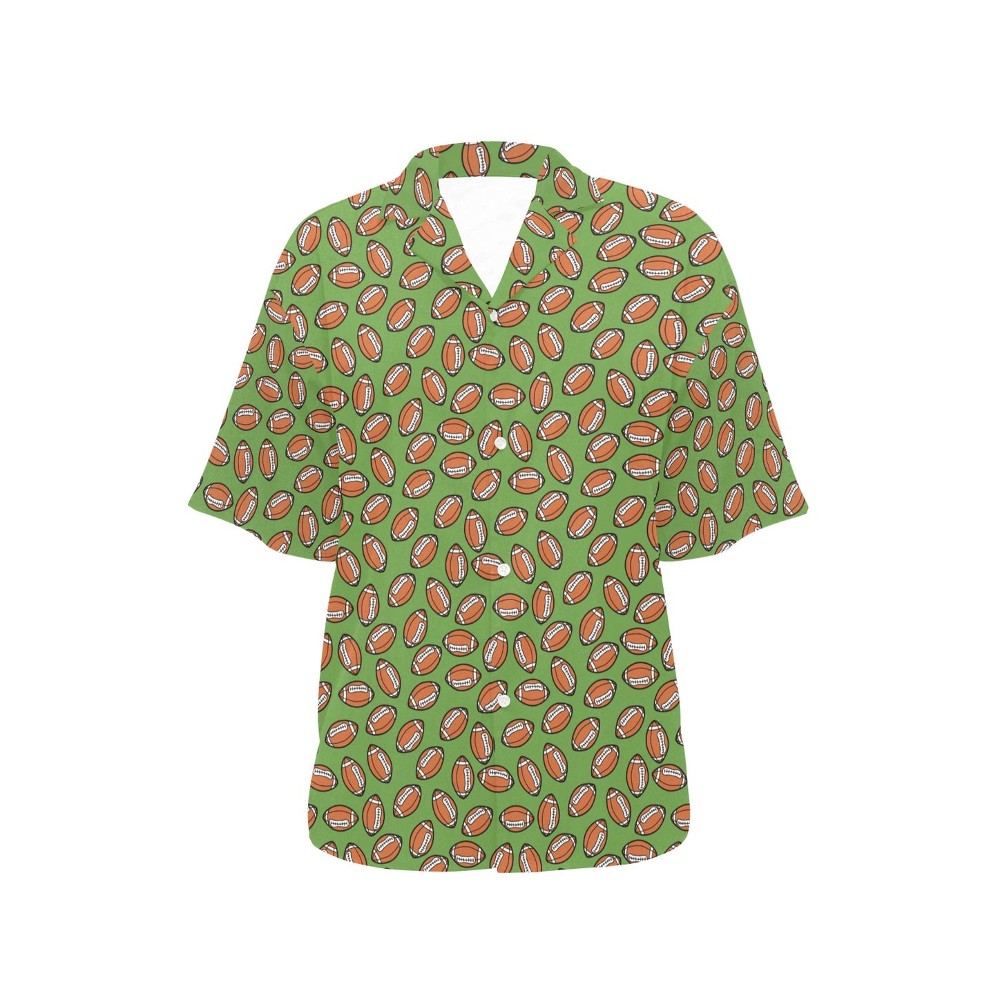 American Football on Green Design Women's Hawaiian Shirt