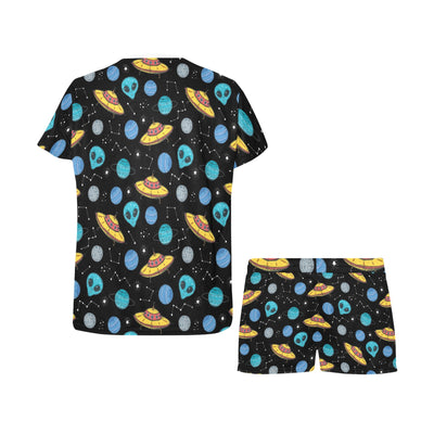 UFO Alien Print Design LKS306 Women's Short Pajama Set