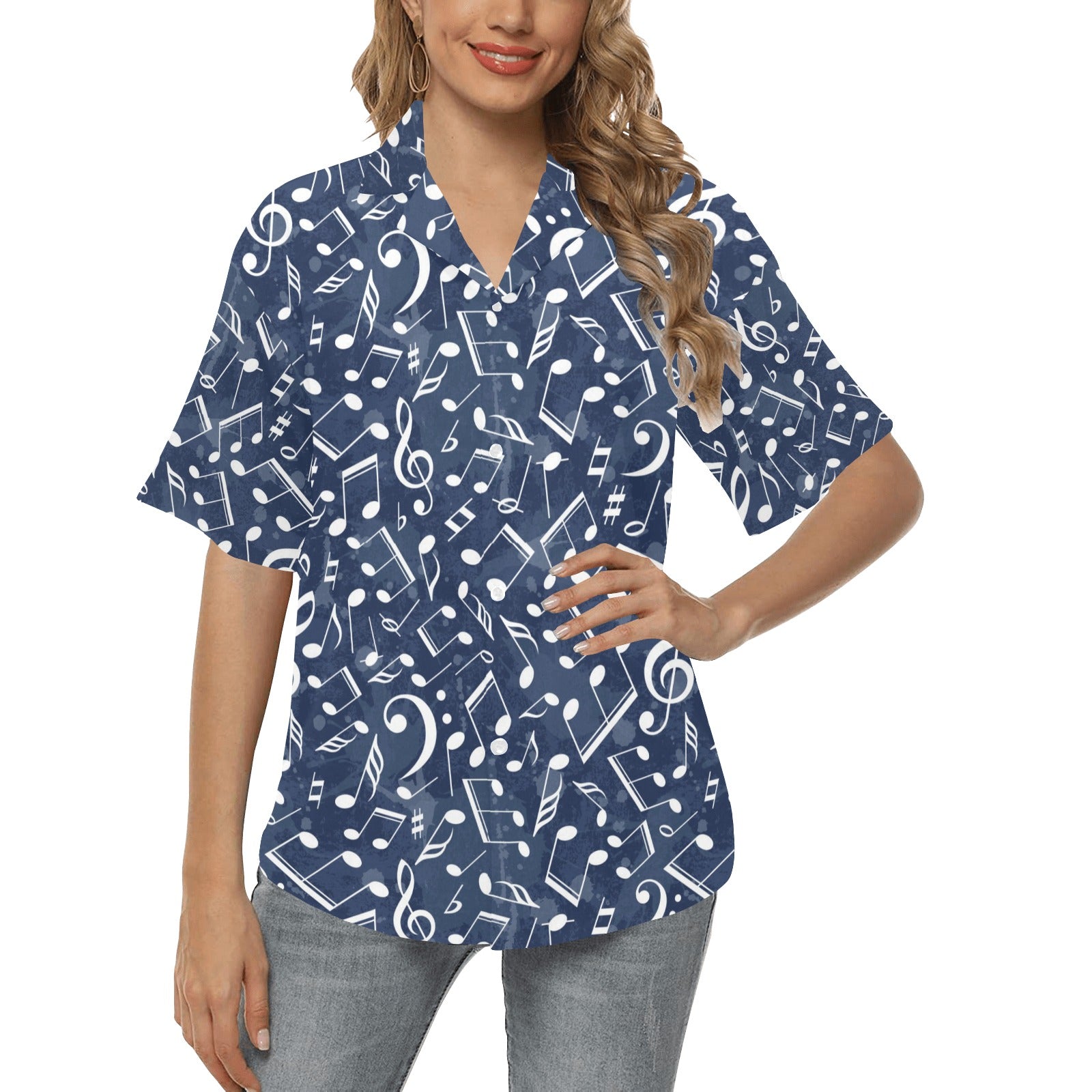 Music note Pattern Print Design A02 Women's Hawaiian Shirt