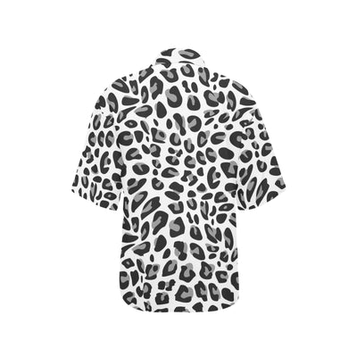 Snow Leopard Skin Print Women's Hawaiian Shirt