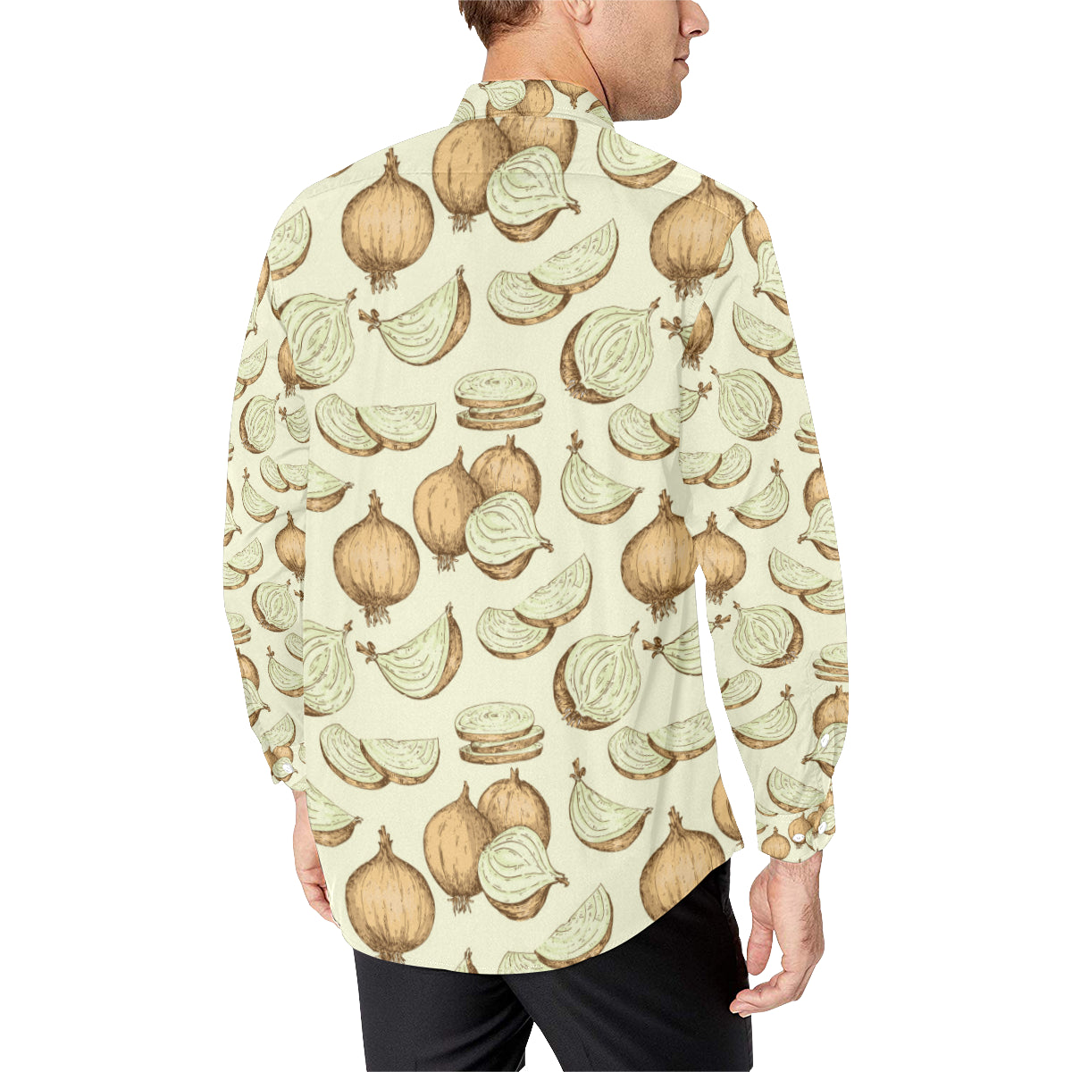 Onion Pattern Print Design A02 Men's Long Sleeve Shirt