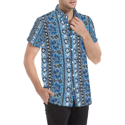 Hawaiian Themed Pattern Print Design H012 Men's Short Sleeve Button Up Shirt