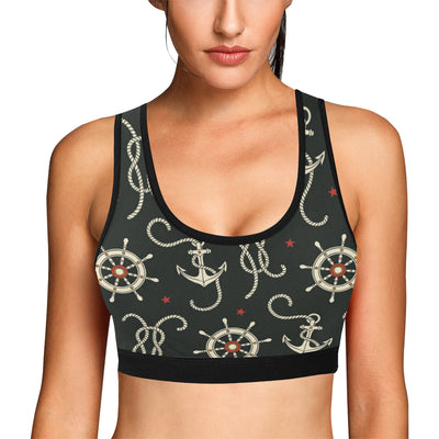 Nautical Anchor Pattern Sports Bra