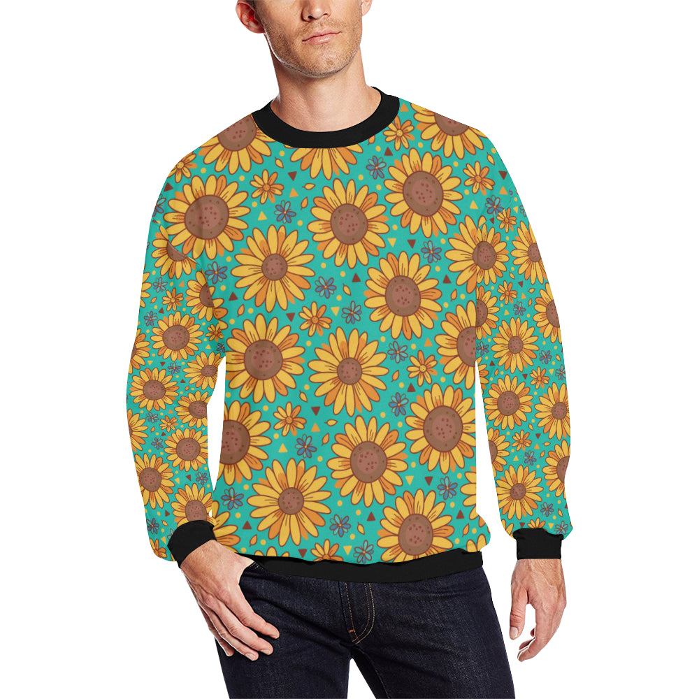 Sunflower Pattern Print Design SF013 Men Long Sleeve Sweatshirt